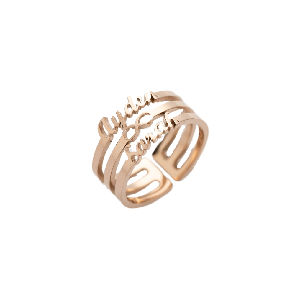 Infinity Ring Twee voornamen Rosé goud / 52